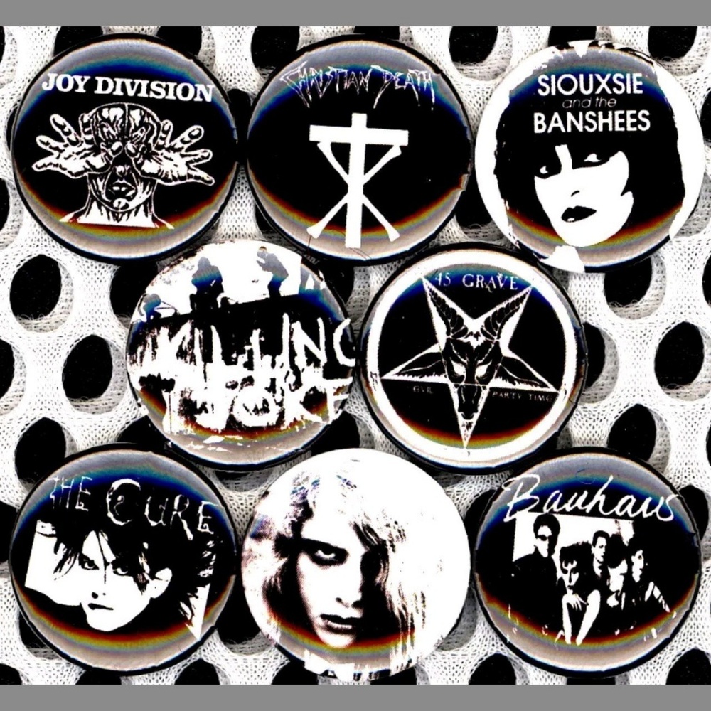 Death Rock buttons badge pins set of 8